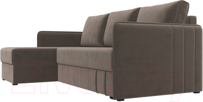 Диван угловой Лига Диванов Слим левый (велюр коричневый)