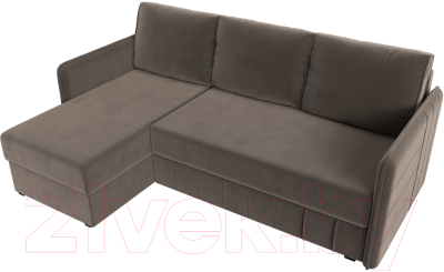 Диван угловой Лига Диванов Слим левый (велюр коричневый)