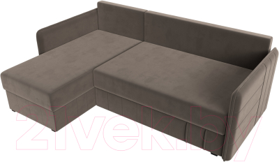 Диван угловой Лига Диванов Слим левый (велюр коричневый)