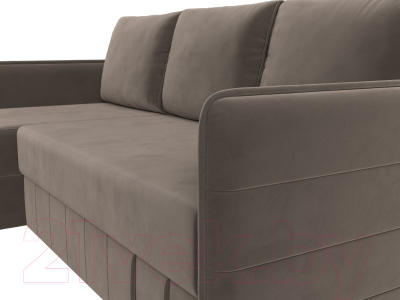 Диван угловой Лига Диванов Слим левый (велюр коричневый)