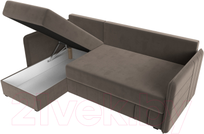 Диван угловой Лига Диванов Слим левый (велюр коричневый)