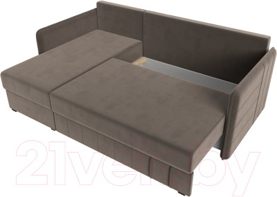 Диван угловой Лига Диванов Слим левый (велюр коричневый)