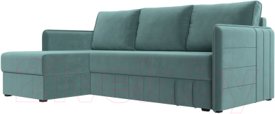Диван угловой Лига Диванов Слим левый (велюр бирюзовый) - фото