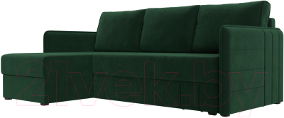 Диван угловой Лига Диванов Слим левый (велюр зеленый) - фото
