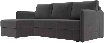 Диван угловой Лига Диванов Слим левый (велюр серый) - фото
