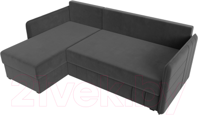 Диван угловой Лига Диванов Слим левый (велюр серый)