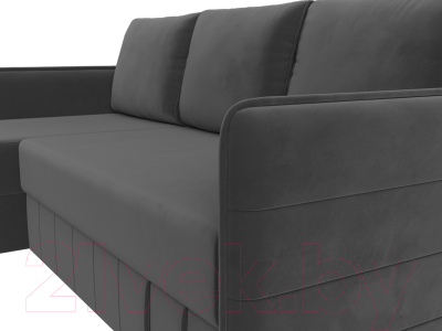 Диван угловой Лига Диванов Слим левый (велюр серый)