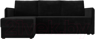 Диван угловой Лига Диванов Слим левый (велюр черный)