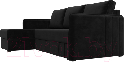 Диван угловой Лига Диванов Слим левый (велюр черный)