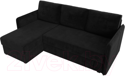 Диван угловой Лига Диванов Слим левый (велюр черный)