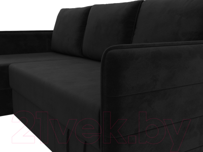 Диван угловой Лига Диванов Слим левый (велюр черный)