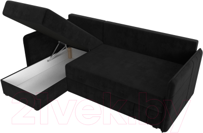 Диван угловой Лига Диванов Слим левый (велюр черный)