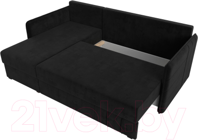 Диван угловой Лига Диванов Слим левый (велюр черный)