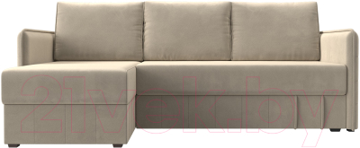 Диван угловой Лига Диванов Слим левый (микровельвет бежевый)