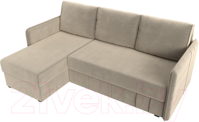 Диван угловой Лига Диванов Слим левый (микровельвет бежевый)