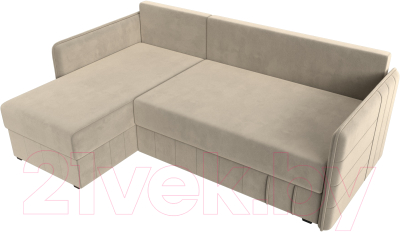 Диван угловой Лига Диванов Слим левый (микровельвет бежевый)