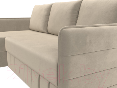 Диван угловой Лига Диванов Слим левый (микровельвет бежевый)