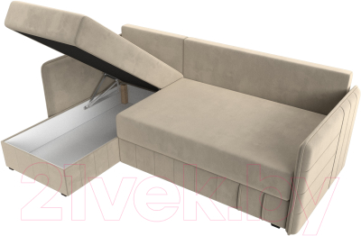 Диван угловой Лига Диванов Слим левый (микровельвет бежевый)