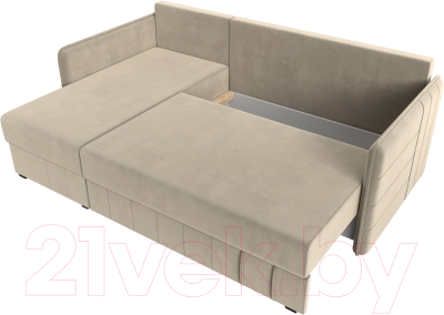 Диван угловой Лига Диванов Слим левый (микровельвет бежевый)