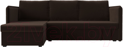 Диван угловой Лига Диванов Слим левый (микровельвет коричневый)