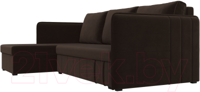 Диван угловой Лига Диванов Слим левый (микровельвет коричневый)