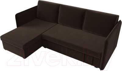 Диван угловой Лига Диванов Слим левый (микровельвет коричневый)