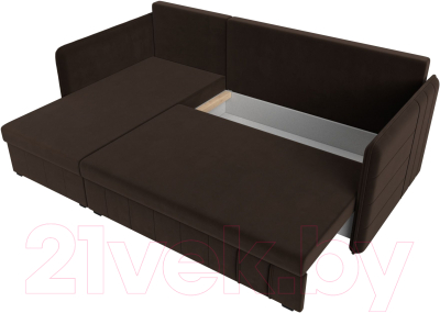 Диван угловой Лига Диванов Слим левый (микровельвет коричневый)