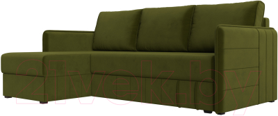 Диван угловой Лига Диванов Слим левый (микровельвет зеленый) - фото
