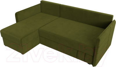 Диван угловой Лига Диванов Слим левый (микровельвет зеленый)