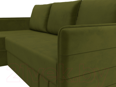Диван угловой Лига Диванов Слим левый (микровельвет зеленый)