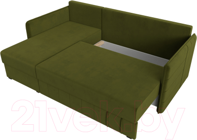 Диван угловой Лига Диванов Слим левый (микровельвет зеленый)