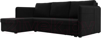 Диван угловой Лига Диванов Слим левый (микровельвет черный) - фото