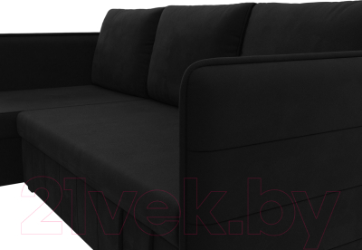 Диван угловой Лига Диванов Слим левый (микровельвет черный)