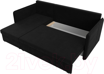 Диван угловой Лига Диванов Слим левый (микровельвет черный)