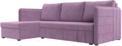 Диван угловой Лига Диванов Слим левый (микровельвет сиреневый) - фото
