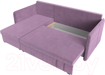 Диван угловой Лига Диванов Слим левый (микровельвет сиреневый)