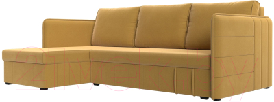 Диван угловой Лига Диванов Слим левый (микровельвет желтый) - фото