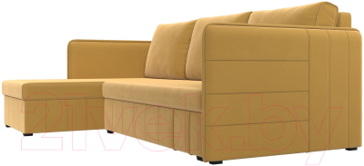 Диван угловой Лига Диванов Слим левый (микровельвет желтый)