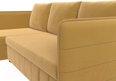 Диван угловой Лига Диванов Слим левый (микровельвет желтый)