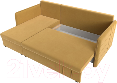Диван угловой Лига Диванов Слим левый (микровельвет желтый)