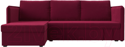 Диван угловой Лига Диванов Слим левый (микровельвет бордовый)