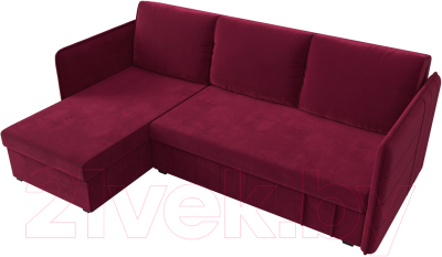 Диван угловой Лига Диванов Слим левый (микровельвет бордовый)