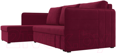 Диван угловой Лига Диванов Слим левый (микровельвет бордовый)