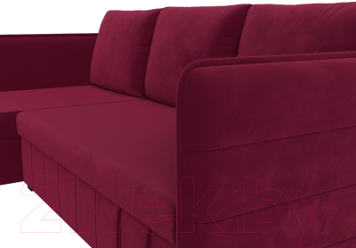 Диван угловой Лига Диванов Слим левый (микровельвет бордовый)
