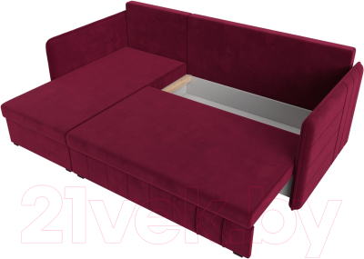 Диван угловой Лига Диванов Слим левый (микровельвет бордовый)