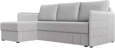 Диван угловой Лига Диванов Слим левый (экокожа белый) - фото