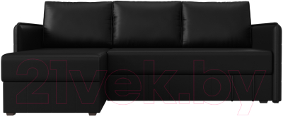 Диван угловой Лига Диванов Слим левый (экокожа черный)