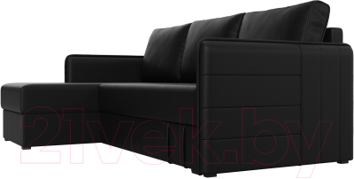 Диван угловой Лига Диванов Слим левый (экокожа черный)