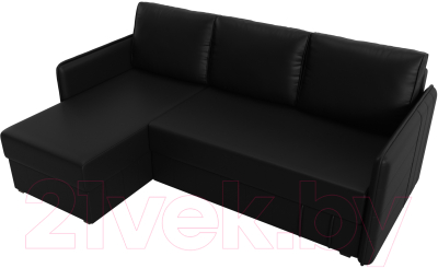 Диван угловой Лига Диванов Слим левый (экокожа черный)