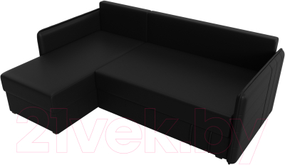 Диван угловой Лига Диванов Слим левый (экокожа черный)
